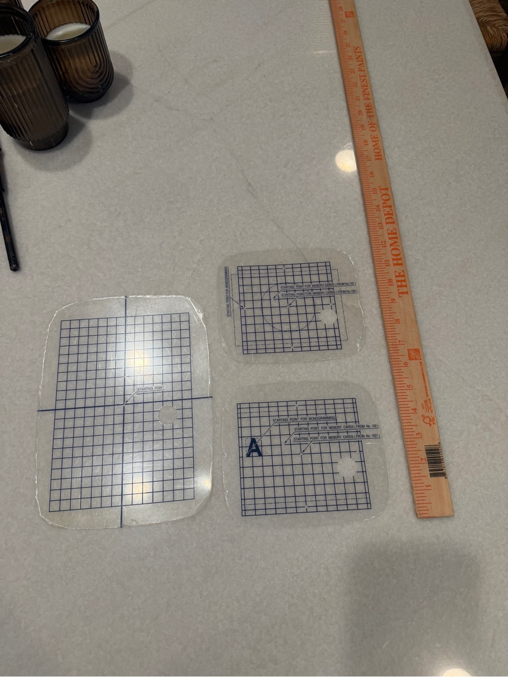 Vintage Home Art Fiber Arts Clear Grid Quilting Templates with Blue Grid Lines